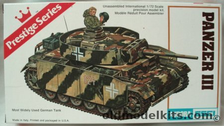 Aurora-ESCI 1/72 Panzer III Ausf.M or N - Decals for Four Tanks, 6202 plastic model kit